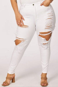 DISTRESSED HIGH WAIST JEANS