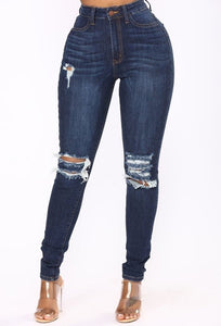 DARK DISTRESSED JEANS