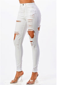 DISTRESSED HIGH WAIST JEANS