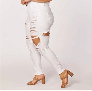 DISTRESSED HIGH WAIST JEANS