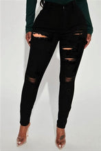 Load image into Gallery viewer, SOLID BLACK DISTRESSED JEANS