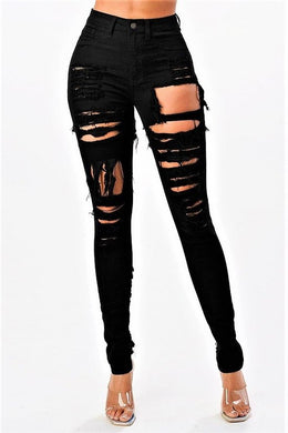 HEAVY DISTRESSED HIGH WAIST JEANS