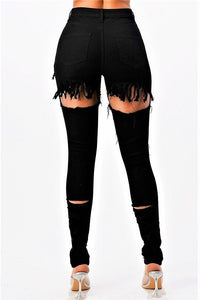 HEAVY DISTRESSED HIGH WAIST JEANS