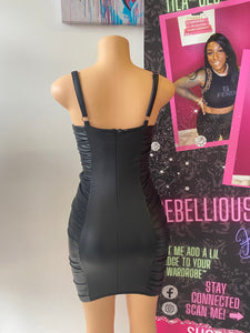 RUCHED LEATHER DRESS