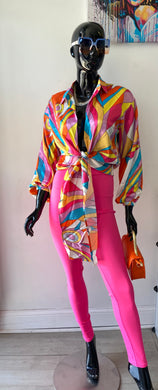 COLORFUL EXPRESSIONS WRAP BLOUSE