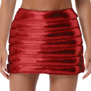 METALLIC TUBE SKIRT (2COLORS)